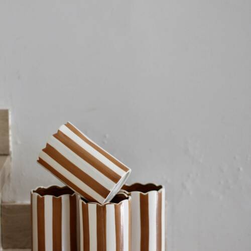 Vase rayé caramel